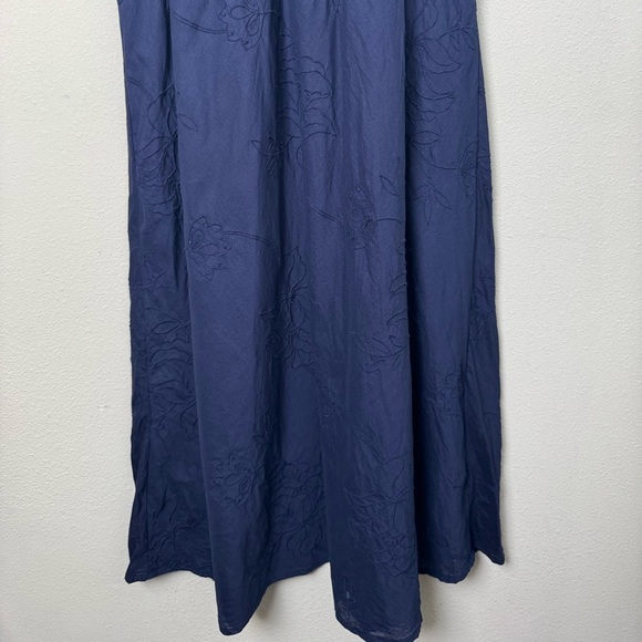 Sam Edelman Dasie Lace Detail A-Line Cotton Midi Dress in Navy Blue Size Medium - Picture 14 of 16